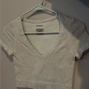 Wild Fable Gray Ribbed Crop Top